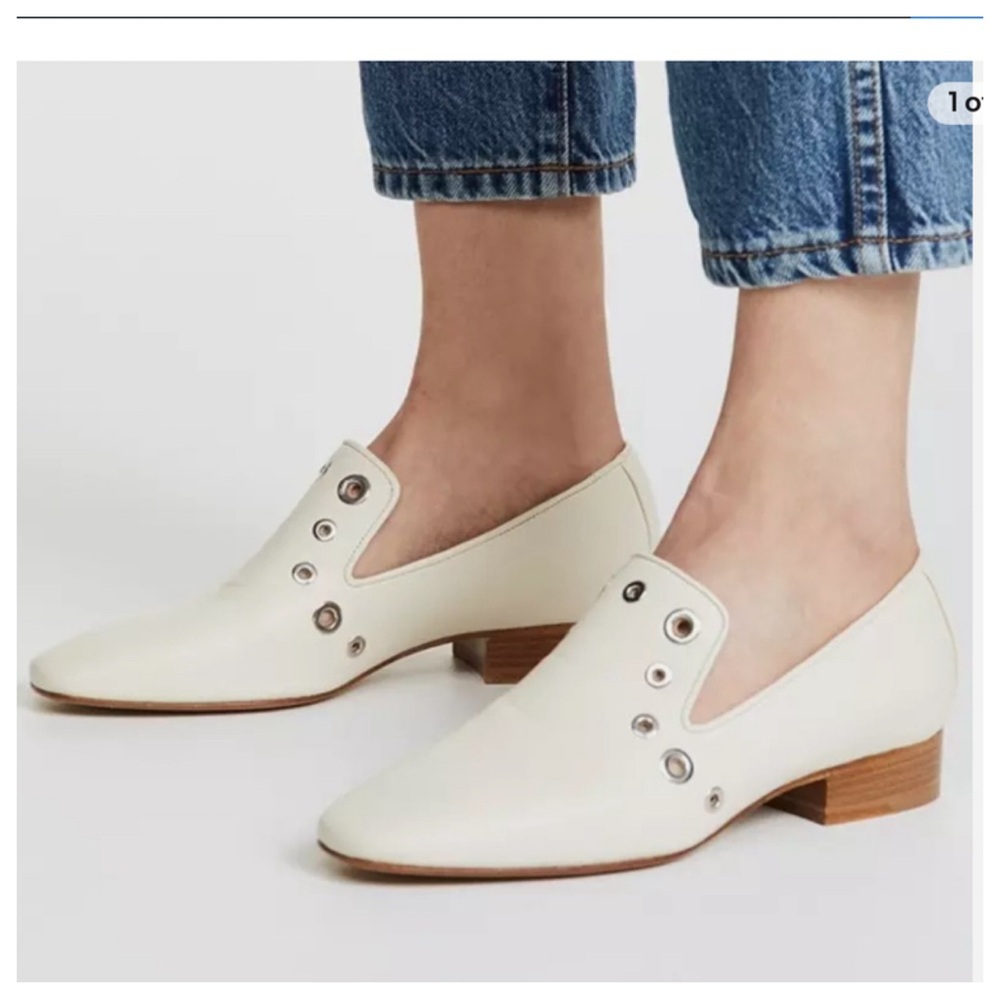 Rag & Bone Tate Leather Loafers Ivory Grommet